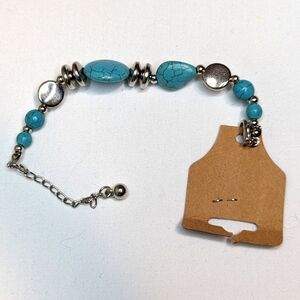 NWT Handmade Silver Teal Bracelet